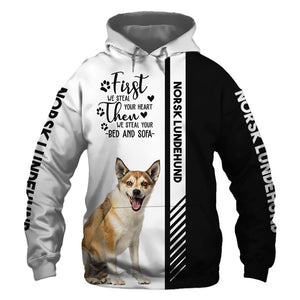 Norwegian Lundehund - Steal Your Heart, Steal Your Bed - Hoodie, Sweatshirt, TShirt 