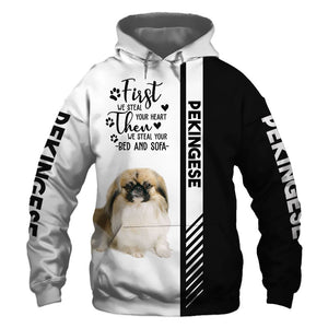 Pekingese - Steal Your Heart, Steal Your Bed - Hoodie, Sweatshirt, TShirt 