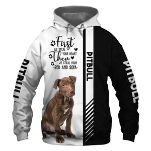 Sad Pitbull - Steal Your Heart, Steal Your Bed - Hoodie, Sweatshirt, TShirt 