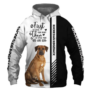 Rhodesian Ridgeback - Steal Your Heart, Steal Your Bed - Hoodie, Sweatshirt, TShirt
