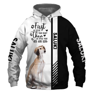 SittingSaluki - Steal Your Heart, Steal Your Bed - Hoodie, Sweatshirt, TShirt 