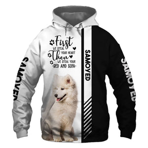 Smiling Samoyed - Steal Your Heart, Steal Your Bed - Hoodie, Sweatshirt, TShirt