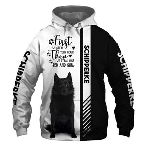 Siting Schipperke - Steal Your Heart, Steal Your Bed - Hoodie, Sweatshirt, TShirt