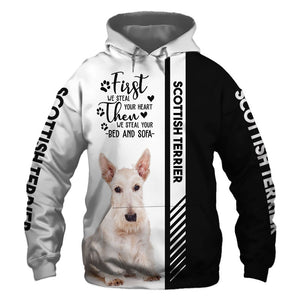 White Scottish Terrier - Steal Your Heart, Steal Your Bed - Hoodie, Sweatshirt, TShirt