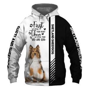 Shetland Sheepdog - Steal Your Heart, Steal Your Bed - Hoodie, Sweatshirt, TShirt