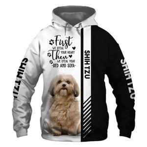Shih Tzu - Steal Your Heart, Steal Your Bed - Hoodie, Sweatshirt, TShirt
