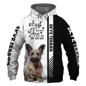 Skye Terrier - Steal Your Heart, Steal Your Bed - Hoodie, Sweatshirt, TShirt 