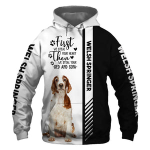 Welsh Springer Spaniel - Steal Your Heart, Steal Your Bed - Hoodie, Sweatshirt, TShirt 