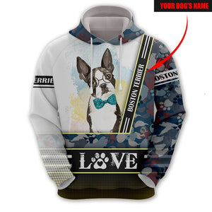 Boston Terrier - I Love Name - Hoodie, Sweatshirt, TShirt