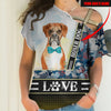 Blue Boxer Dog - I Love Name - Hoodie, Sweatshirt, TShirt