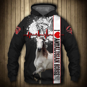 Andalusian Horse - I Love - Hoodie, Sweatshirt, TShirt