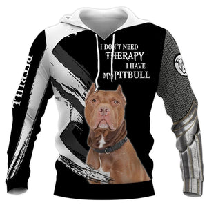 PITBULL DOG THERAPY Shirt 3D Full Printing for Dog Mom Dad lovers