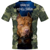TERRIER AMERICAN PITBULL in blue camouflage Shirt 3D Full Printing for Dog Mom Dad lovers