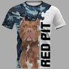RED PIT Shirt 3D Full Printing for Dog Mom Dad lovers