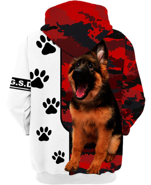 German Shepherd Camouflage Shirt 3D Full Printing for Dog Mom Dad lovers