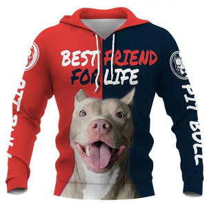 PITBULL BEST FRIEND FOR LIFE Shirt 3D in Black Full Printing for Dog Mom Dad lovers
