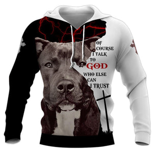 PITBULL TALK TO GOD 3D in Black Full Printing for Dog Mom Dad lovers