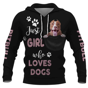 Just a girl who loves dogs Shirt 3D in Black Full Printing for Dog Mom Dad lovers