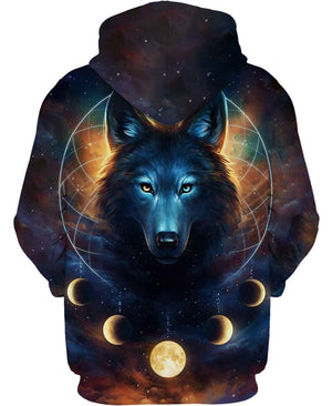 Wolf And Cycle Of The Moon Shirt 3D Full Printing for Dog Mom Dad lovers