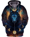 Wolf And Cycle Of The Moon Shirt 3D Full Printing for Dog Mom Dad lovers