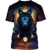Wolf And Cycle Of The Moon Shirt 3D Full Printing for Dog Mom Dad lovers