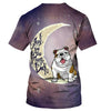 Bulldog Love You To The Moon and Back Shirt 3D Full Printing for Dog Mom Dad lovers