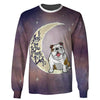 Bulldog Love You To The Moon and Back Shirt 3D Full Printing for Dog Mom Dad lovers