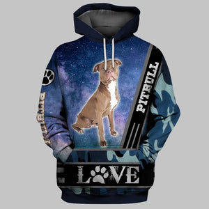I Love Pitbull Dog Shirt 3D Full Printing for Dog Mom Dad lovers
