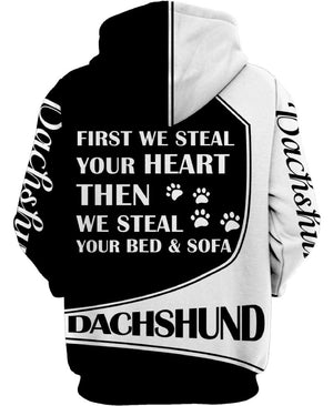 Dachshund Lovely With Glasses Shirt 3D Full Printing for Dog Mom Dad lovers