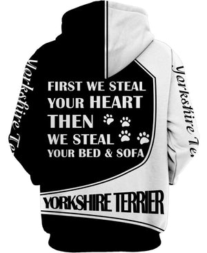 Yorkshire terrier Heart Stealer Shirt 3D Full Printing for Dog Mom Dad lovers