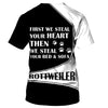 Rottweiler Heart Stealer Shirt 3D Full Printing for Dog Mom Dad lovers