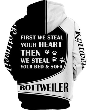 Rottweiler Heart Stealer Shirt 3D Full Printing for Dog Mom Dad lovers