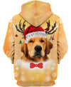 Golden Retriever Christmas Hat Shirt 3D Full Printing for Dog Mom Dad lovers