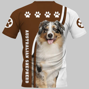 Australian Shepherd Shirt 3D Full Printing for Dog Mom Dad lovers