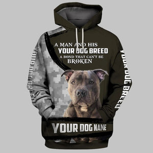 A man and his your dog breed and bond that can’t be broken  Shirt 3D in Black Full Printing for Dog Mom Dad lovers