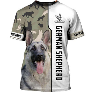 Black&Silver German Shepherd Men and Women 3D Shirt