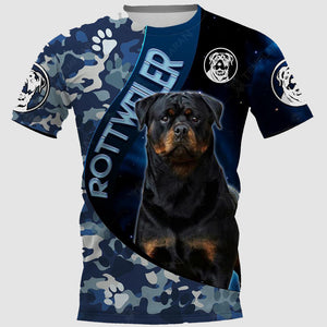 Blue Marine Army Camo Rottweiler Dog Men and Women 3D Full Printing