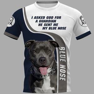 BLUE NOSE PITBULL Shirt 3D Full Printing for Dog Mom Dad lovers