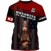 Doberman Pinscher honoring all who served Men and Women 3D Ver.2 Shirt