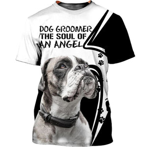 Dog groomer the soul of an angel Men and Women 3D T Shirt