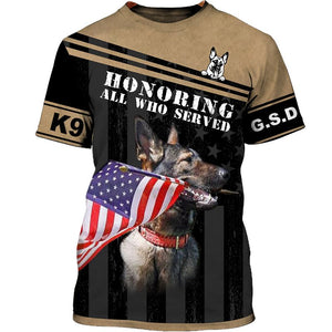 German Shepherd – honoring all who served Men and Women 3D Shirt In coffe color