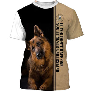 German Shepherd Sad Men and Women 3D Shirt