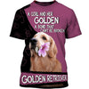 Golden Retriever A Girl And Flower Men and Women 3D Shirt