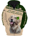 Golden Retriever and Lucky clover leaf 3D shirt for Golden Retriever lovers