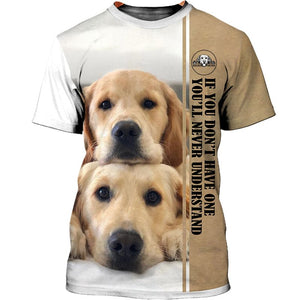 Golden Retriever Couple Shirt 3D Full Printing for Dog Mom Dad lovers