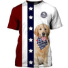 Golden Retriever Rows stars Men and Women 3D Shirt