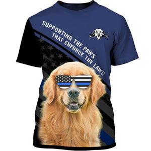 Golden Retriever Wear Police Glasses Men and Women 3D Shirt