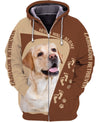 Labrador Light Yellow Never Walk Alone Men and Women 3D Shirt