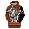 Love Boxer Dog Motifs 3D shirt for Boxer lovers