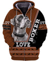 Love Boxer Dog Motifs 3D shirt for Boxer lovers
